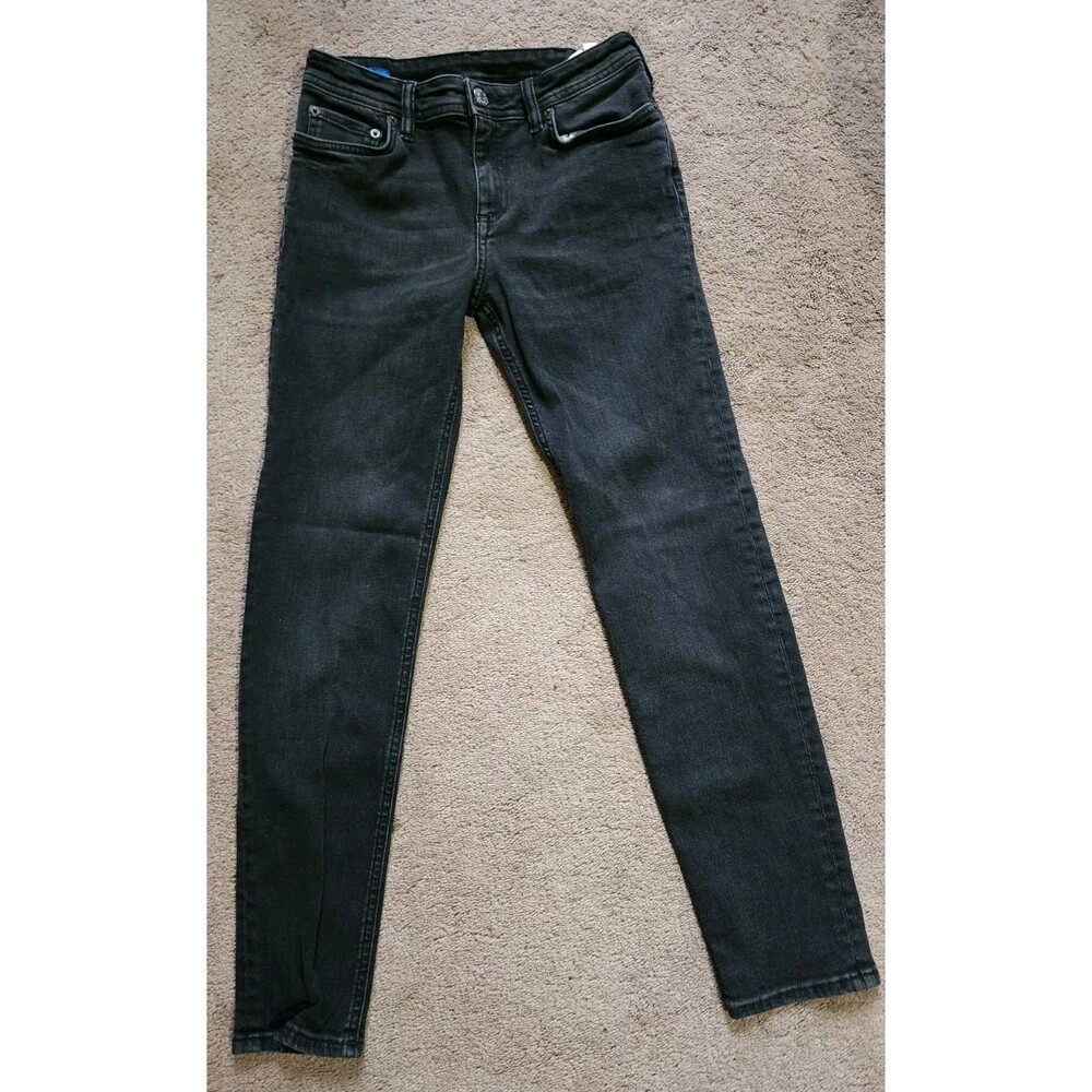 ACNE STUDIOS Bla Konst Clim Used Black Jeans Women's W26/L26 Stretch Zip Fly